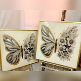 تابلو دکوراتیو برجسته مدل پروانه،کار شده با رزین،آینه،کریستال و تکسچر
